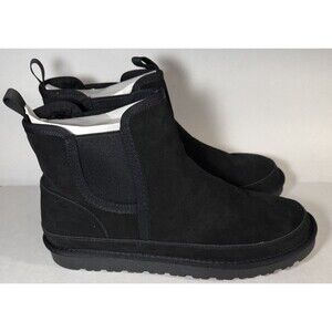 BRUNO MARC - Suede, Faux Fur-Lined Chelsea Ankle Boot - Black - Men's 11 - NEW